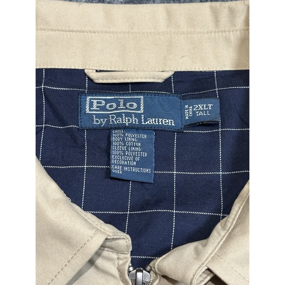 Polo Ralph Lauren Bi Swing Harrington Jacket Mens 2XL Tall Khaki Plaid Lined - Picture 3 of 5